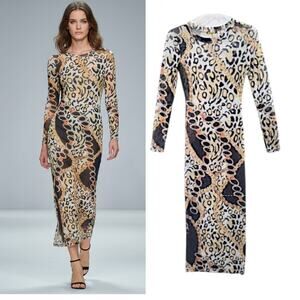 Love Highlight Maxi Dress Wmn's Sz S Multicolor Semi-sheer Mesh Stretch